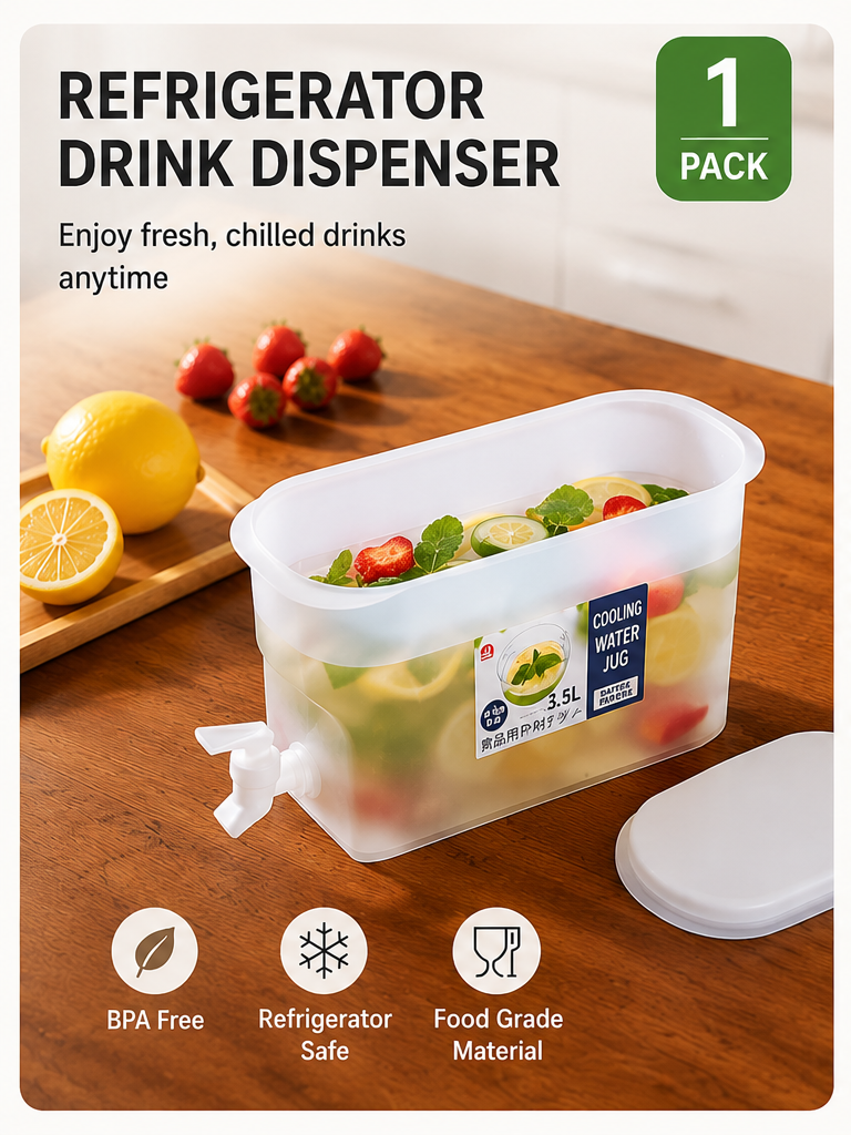 3.5L Refrigerator Drink Dispenser with Easy-Pour Tap