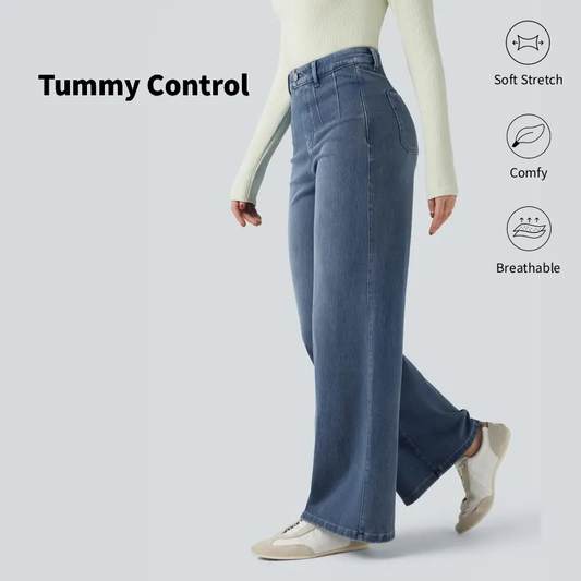 High-waisted wide-leg jeans