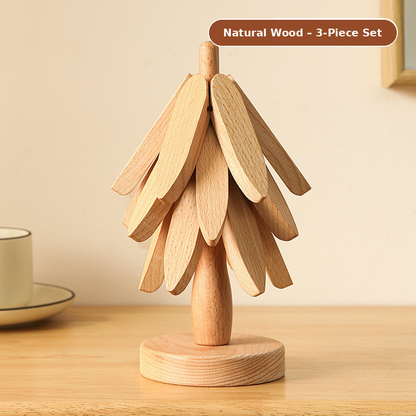 Foldable Tree Trivet – Wooden Heat-Resistant Pot Mat