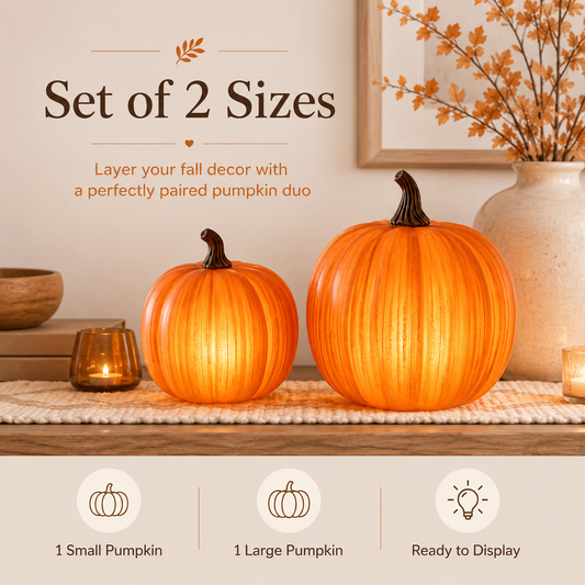 Light-Up Pumpkin Decor Set of 2 | Fall LED Pumpkins