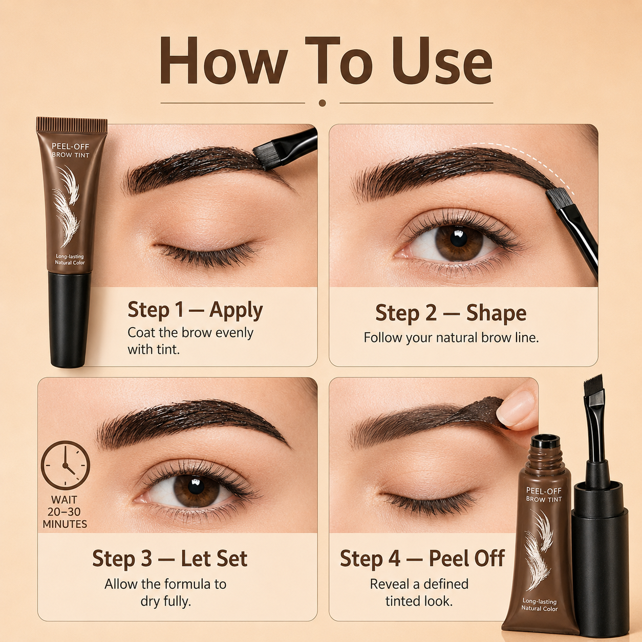 ✨ Peel-Off Brow Tint – Easy, Long-Lasting Natural Brow Definition