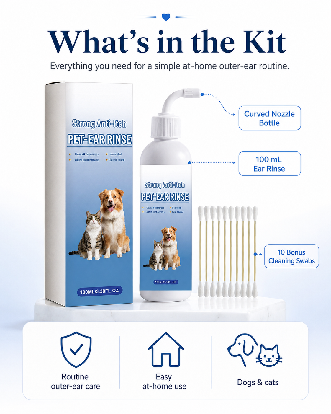 🐾 Clean Ears, Happier Pets – Dog & Cat Ear Cleaner for Wax, Dirt & Odor | 100mL