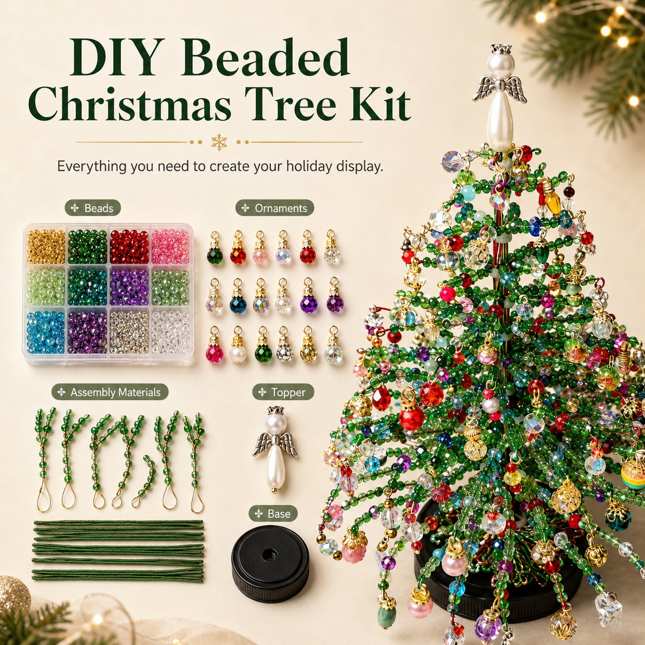 🎅DIY Beaded Christmas Tree Kit | 🎄Handmade Holiday Craft