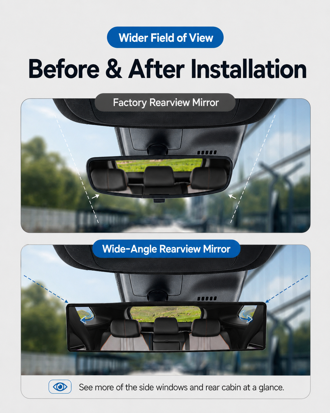Wide-Angle Anti-Glare Car Rearview Mirror | Clear View