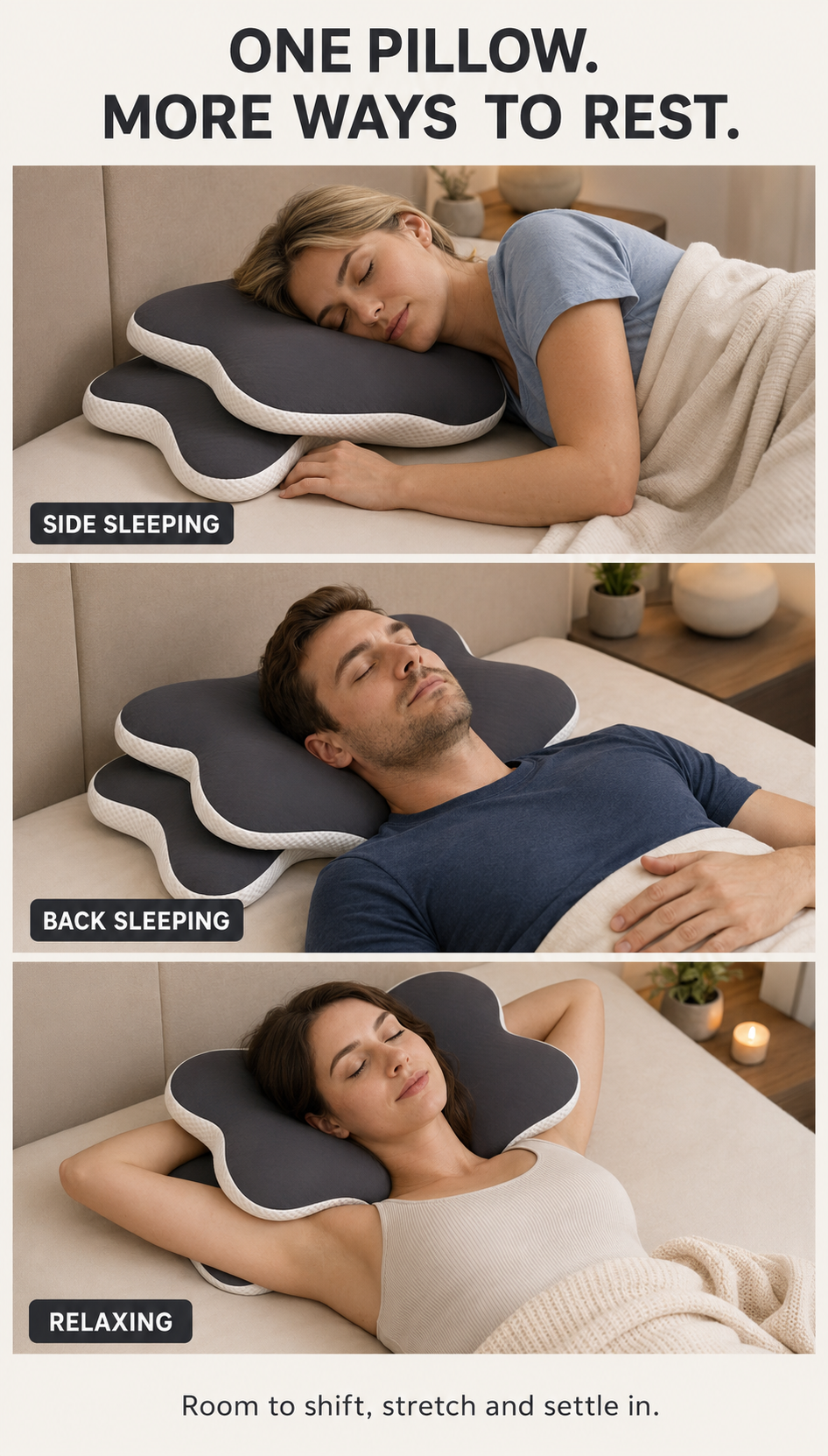 5-Zone Ergonomic Memory Foam Pillow | Contoured Support