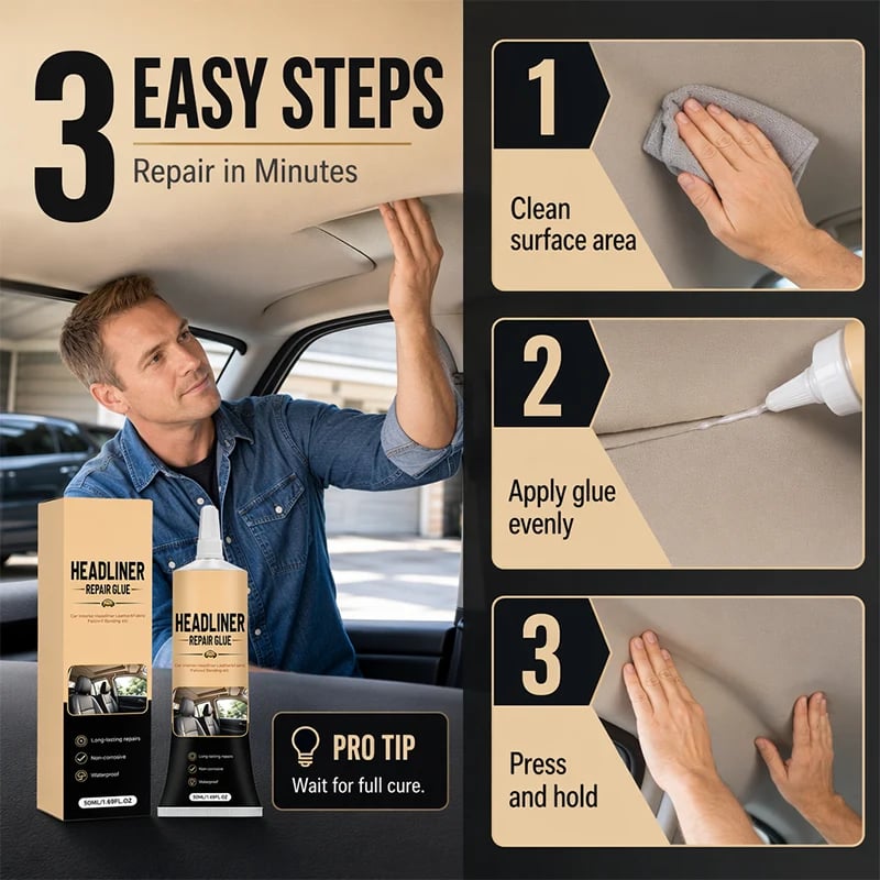 🔥 Car Headliner Rescue Glue – Strong Hold for Sagging & Peeling Interiors