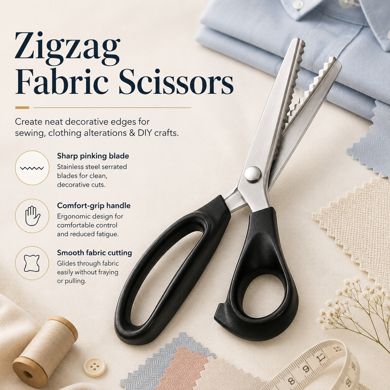 Zigzag Fabric Scissors – Shears for Sewing & Clothing