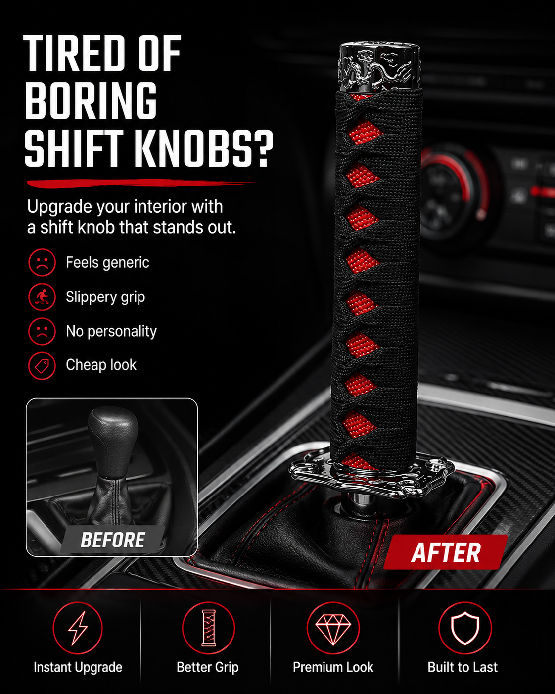 Samurai Shift Knob for Cars | Katana Style Manual Gear Shifter