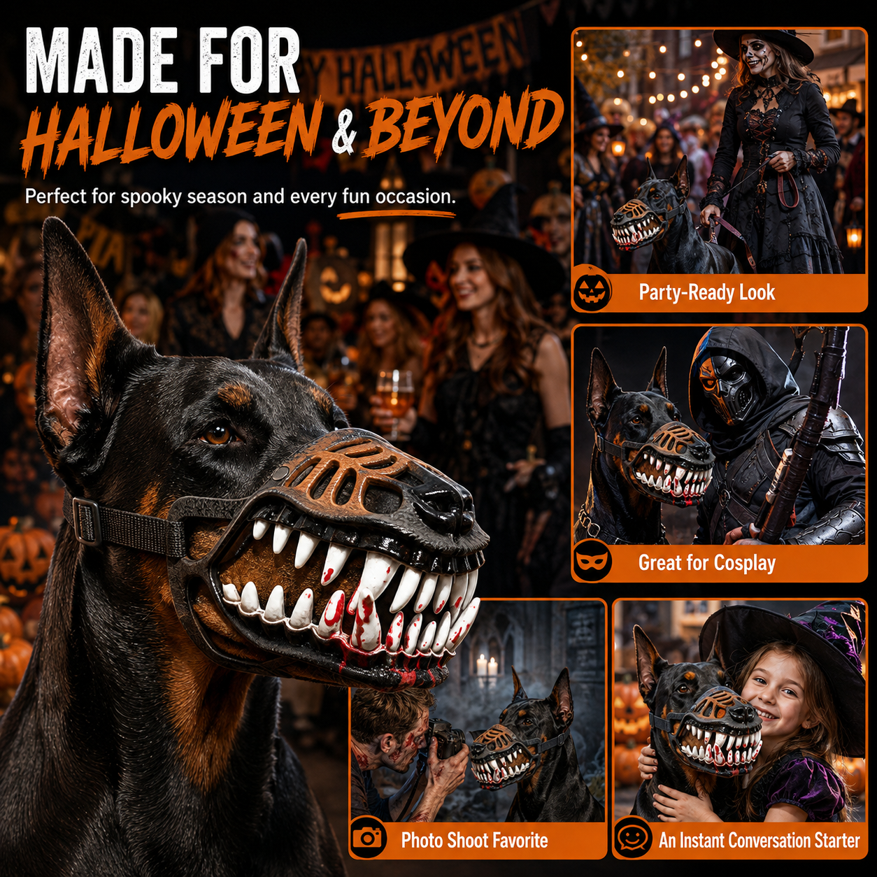 Dinosaur Jaw Dog Muzzle | Halloween Pet Costume