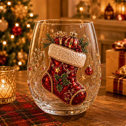 Magical Christmas 3D Glass Cup Collection – Santa, Reindeer, Snowman & Christmas Tree