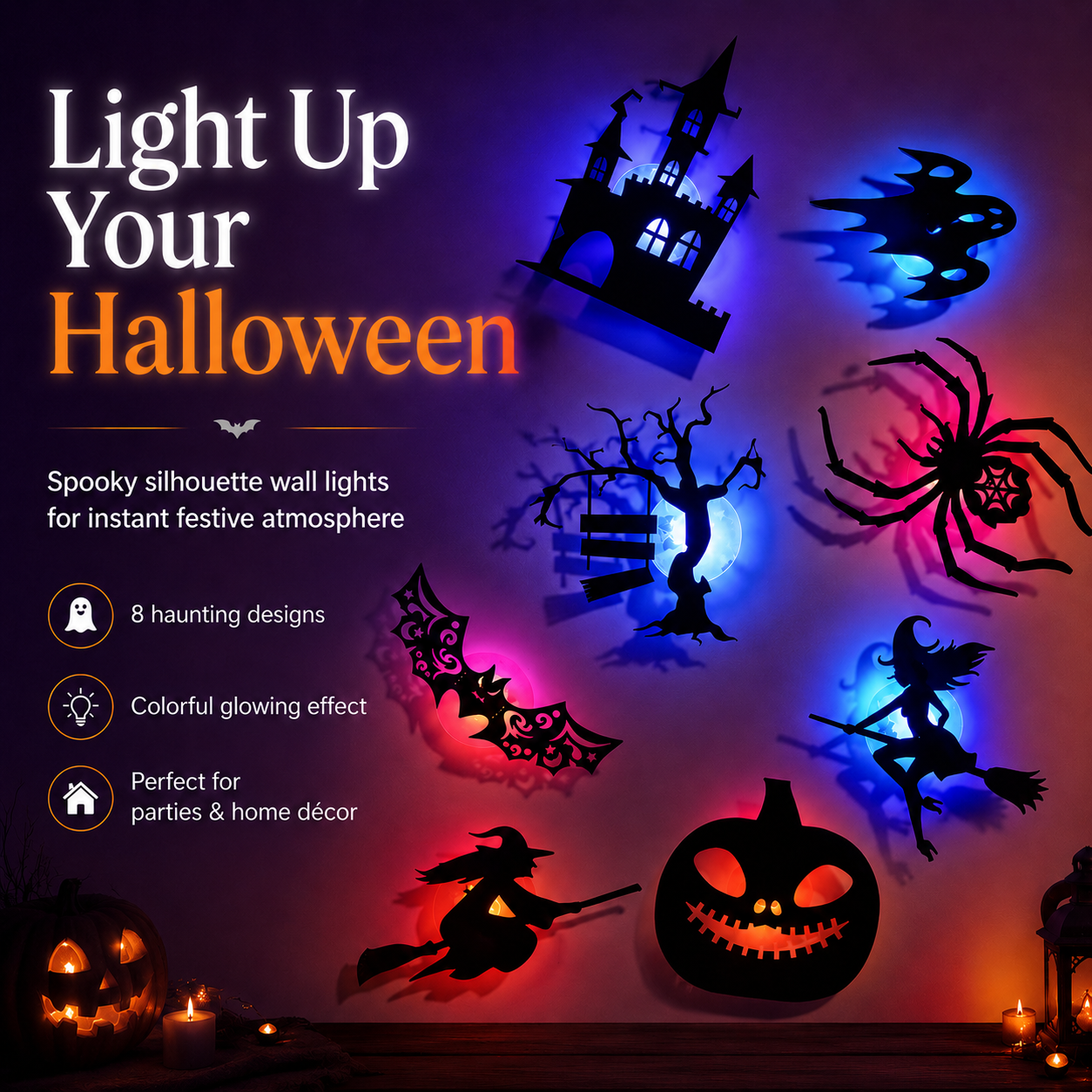 Halloween Silhouette Wall Lights – 8 Spooky Designs