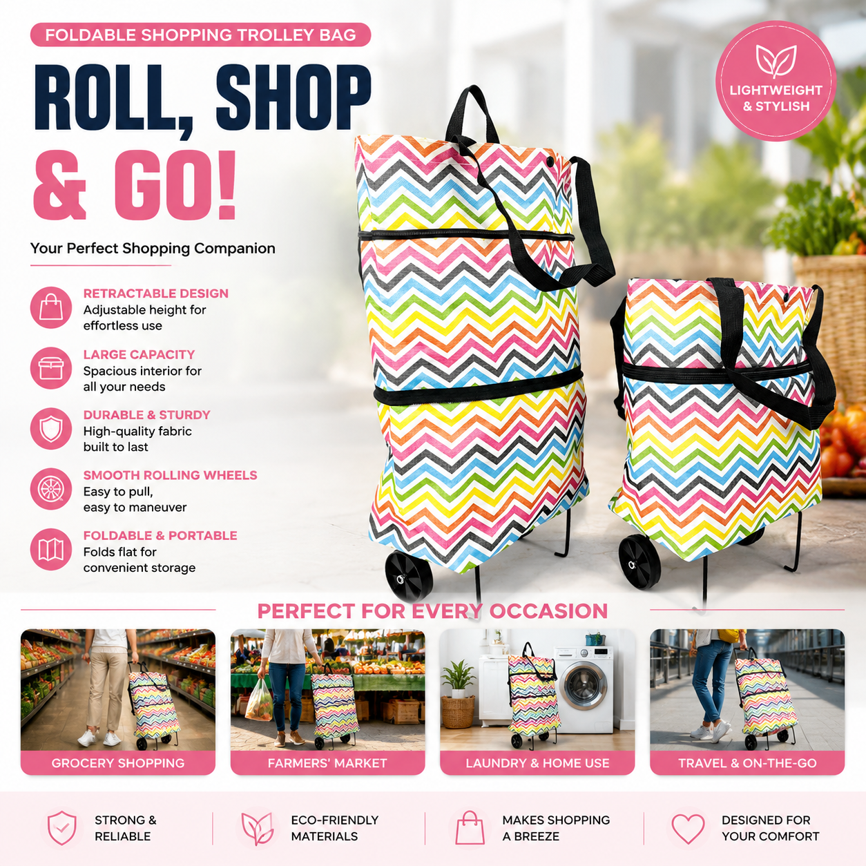 🔥LAST DAY-50% OFF🔥 2 in 1 Foldable Shopping Cart🎁