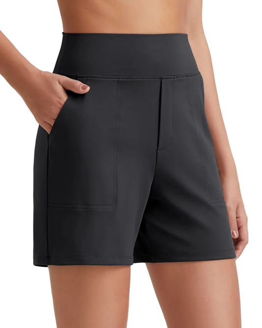 Comfy High-Waisted Bermuda Shorts with Pockets