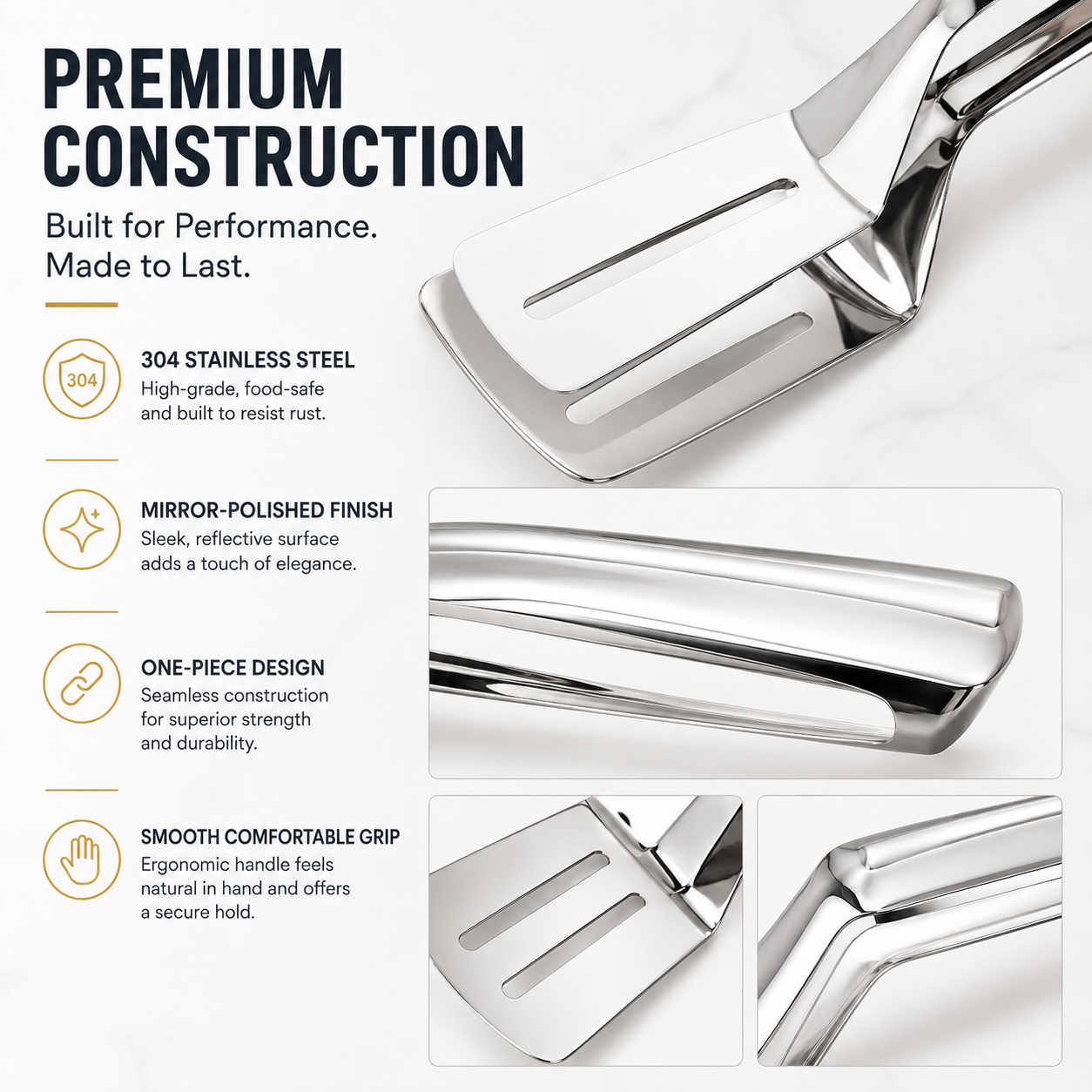 2-in-1 Stainless Steel Spatula Tongs | Flip, Grip & Serve