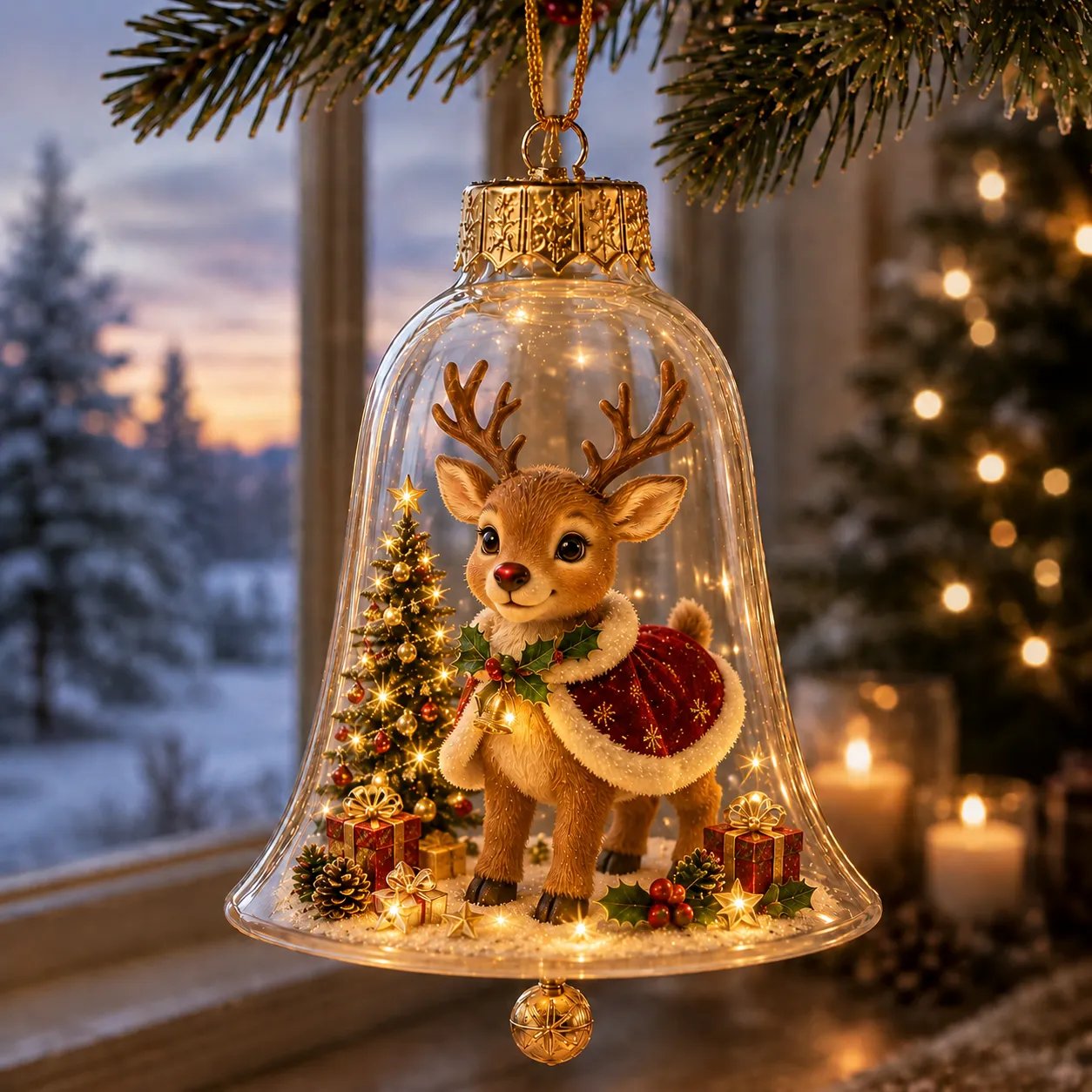 ✨🎄 Light-up Christmas decoration – Magical mini Christmas world with warm light