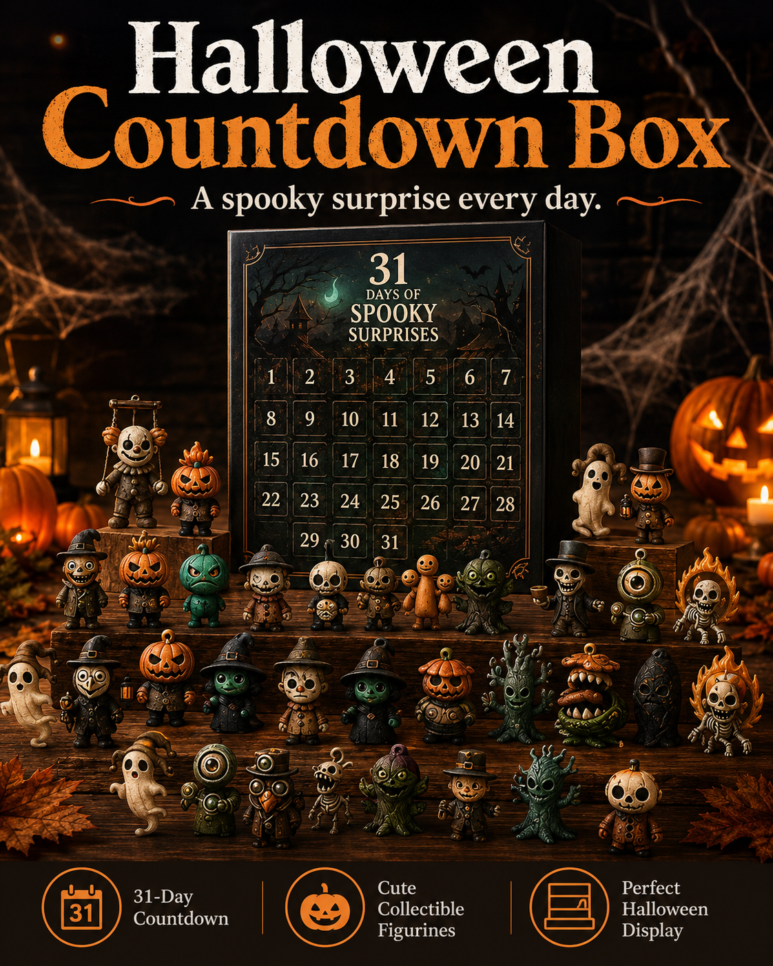 👻 31-Day Halloween Advent Calendar with Mini Figurines