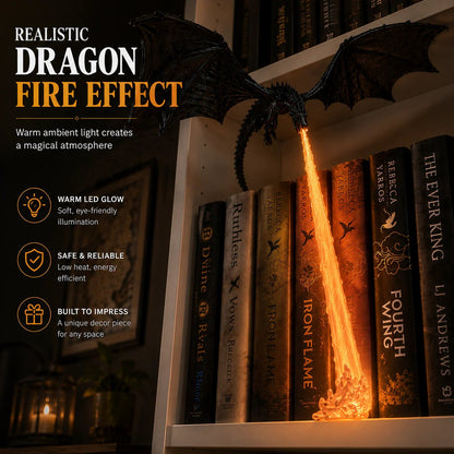 🐉Fire-Breathing Dragon Bookshelf Lamp | Fantasy Book Decor