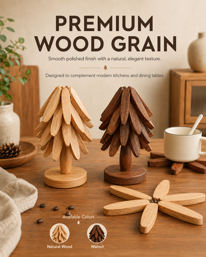 Foldable Tree Trivet – Wooden Heat-Resistant Pot Mat