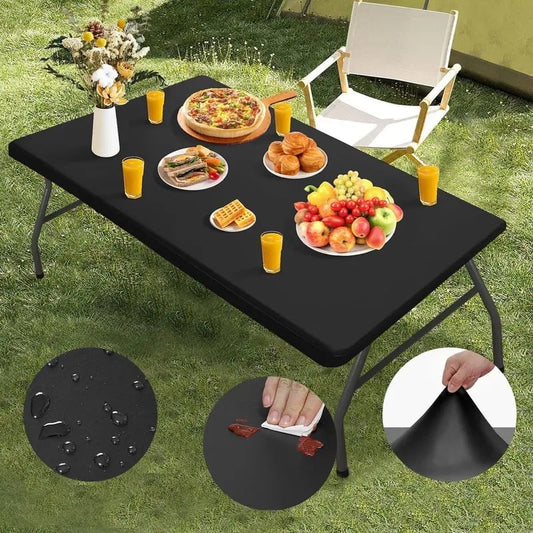 Stretch Fabric Table Top Cap Cover – Elastic Edge, Waterproof & Reusable