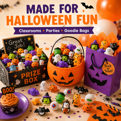 🎃 100PCS Halloween Mochi Squishy Toys – Cute Sensory Party Favors & Goodie Bag Fillers ✨