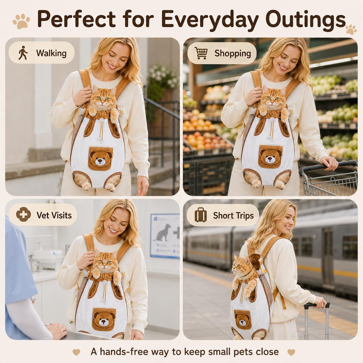 🐻 Stress-Free Travel for Your Pet – Cute Bear Carrier Bag