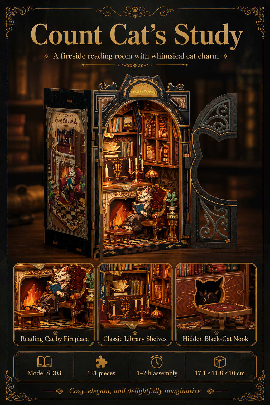 DIY Miniature Book Nook Kit with LED Lights