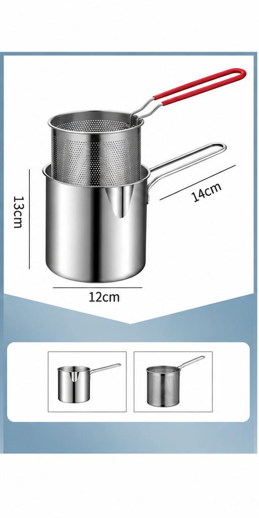 Stainless Steel Deep Fryer Set - 1-Person Mini Pot with Fry Pot, Filter Basket & Food Clip 🍳