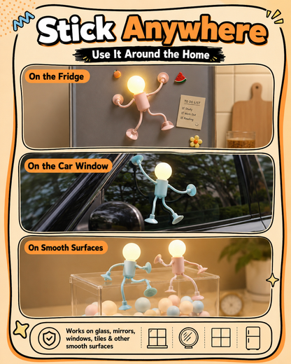 Bulb Man Flexible Suction Cup Night Light | Fun Desk Lamp