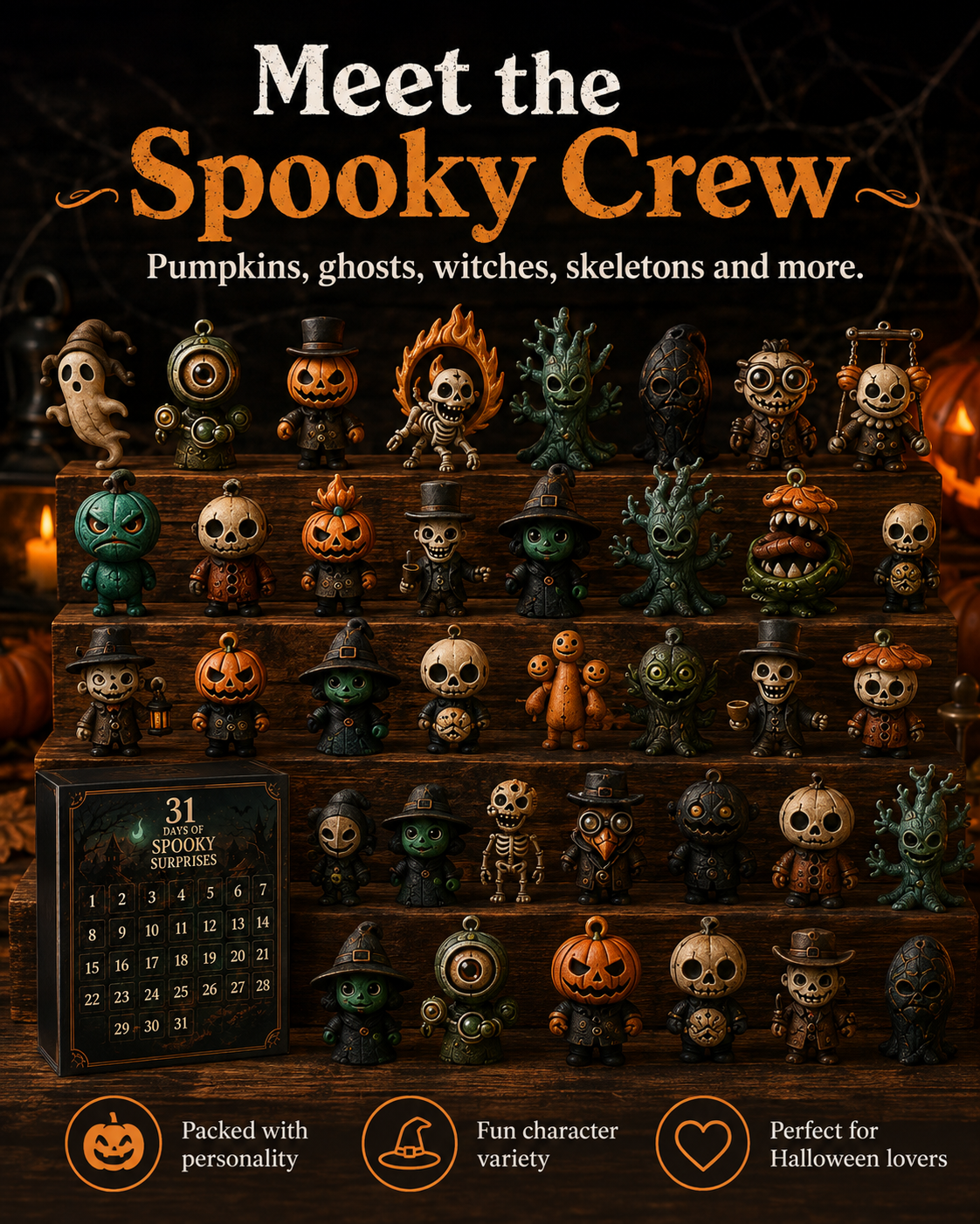 👻 31-Day Halloween Advent Calendar with Mini Figurines