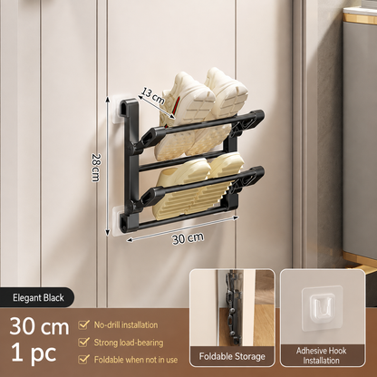Wall-Mounted Foldable Slipper Rack | No-Drill Shoe Organizer