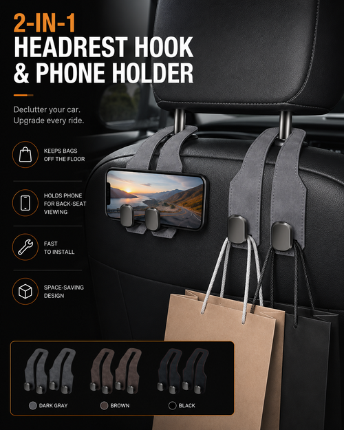 🚗 Car Seat Headrest Hook – Multi-Purpose Organizer Hanger