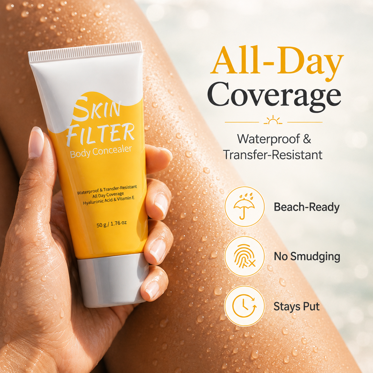 Waterproof Body Concealer – Buildable Skin Coverage for Legs & Body