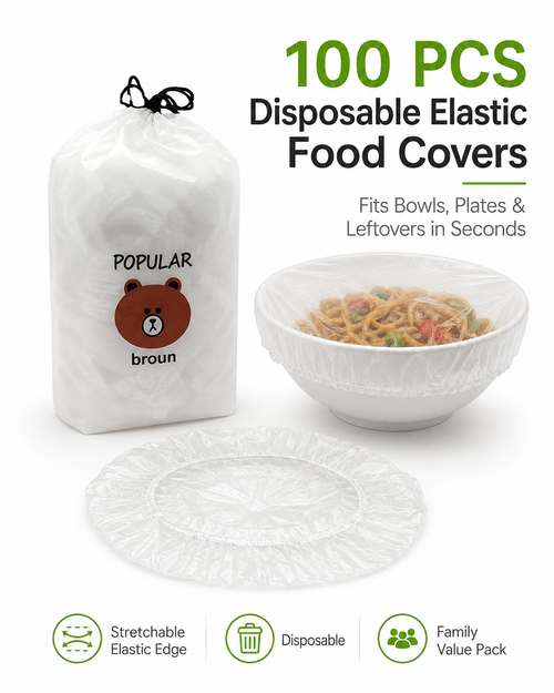 100PCS Disposable Elastic Food Covers for Bowls