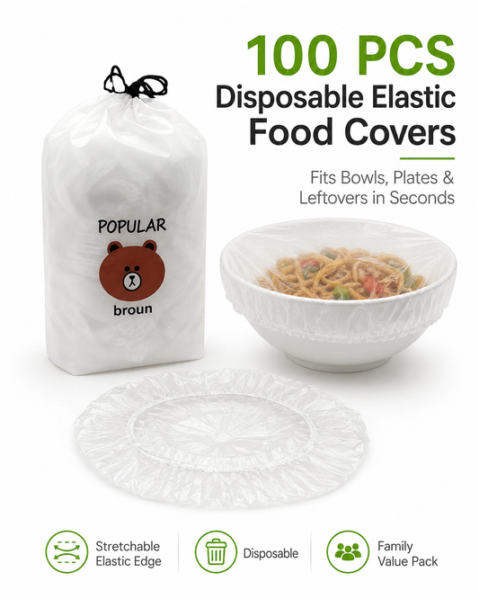 100PCS Disposable Elastic Food Covers for Bowls