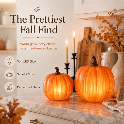 Light-Up Pumpkin Decor Set of 2 | Fall LED Pumpkins