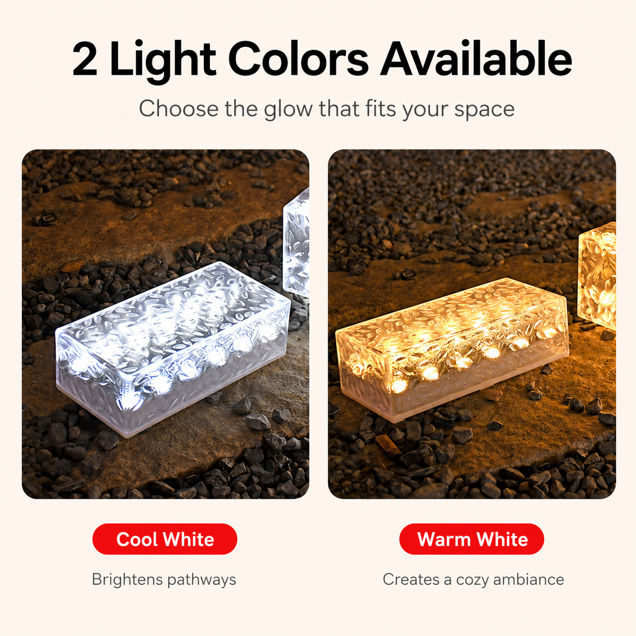 Solar Ice Brick Light – 12 LED Water-Resistant Path Light