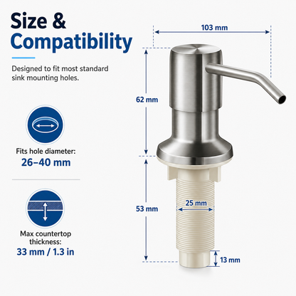 Stainless Steel Sink Soap Dispenser with Refill Tube
