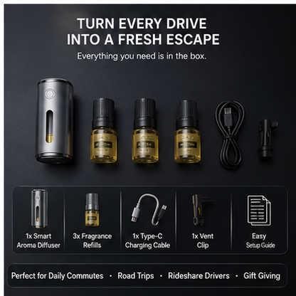 Smart Car Aroma Diffuser – Automatic Mist with 3 Fragrance Modes