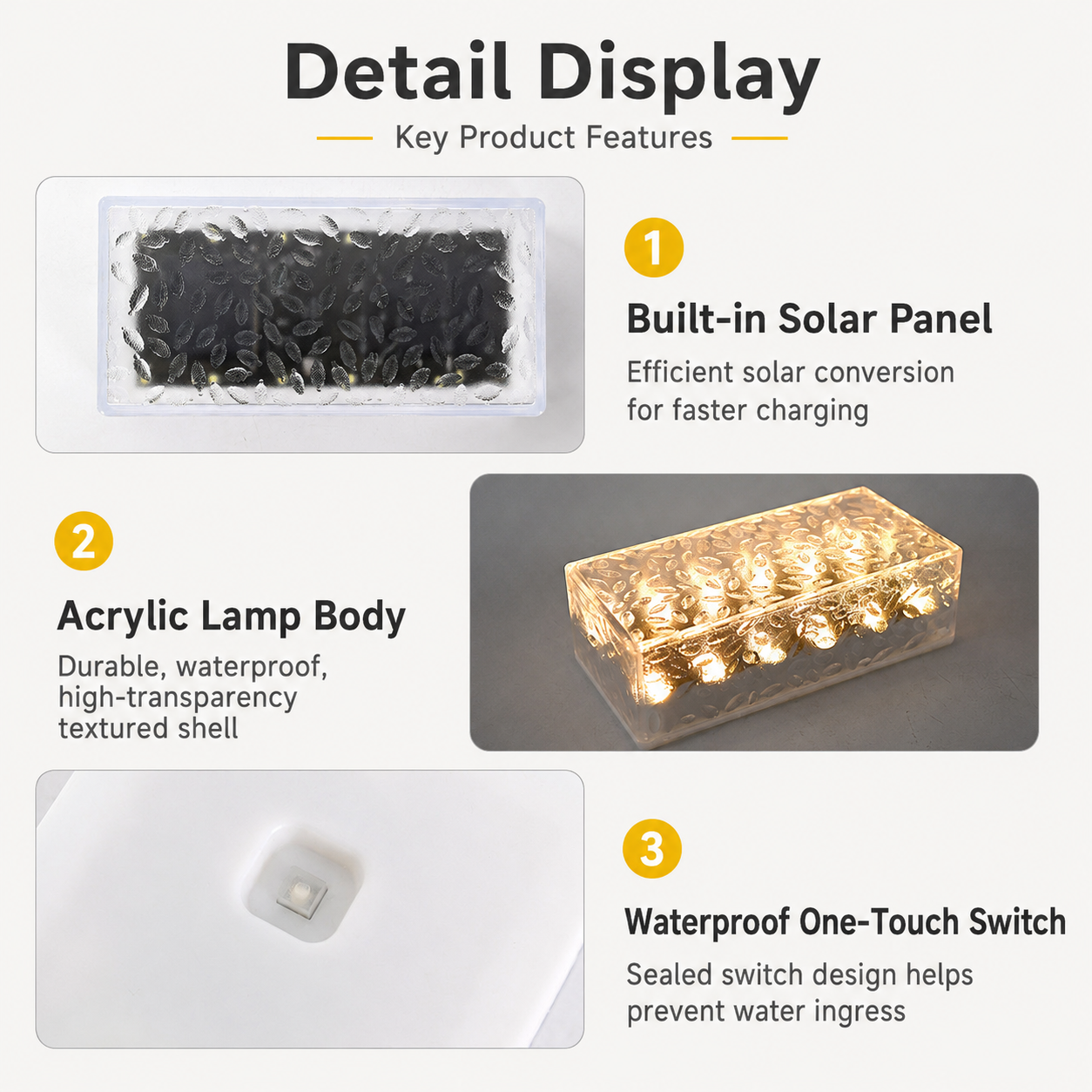 Solar Ice Brick Light – 12 LED Water-Resistant Path Light