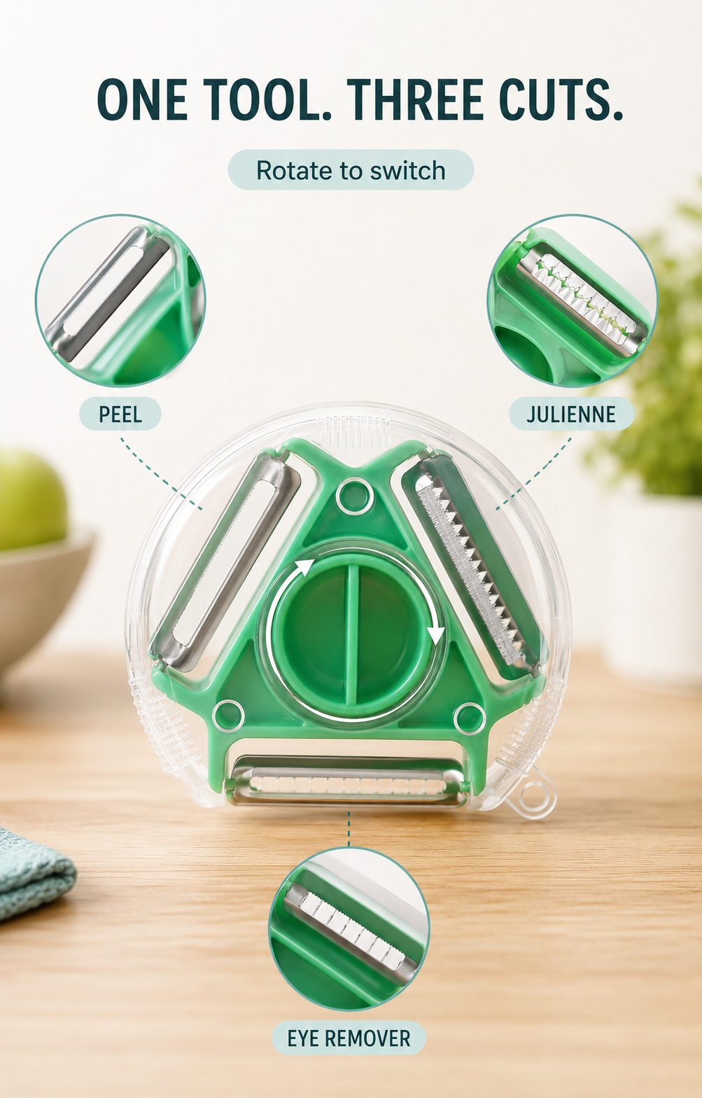 3-in-1 Rotary Vegetable Peeler | Peel & Julienne