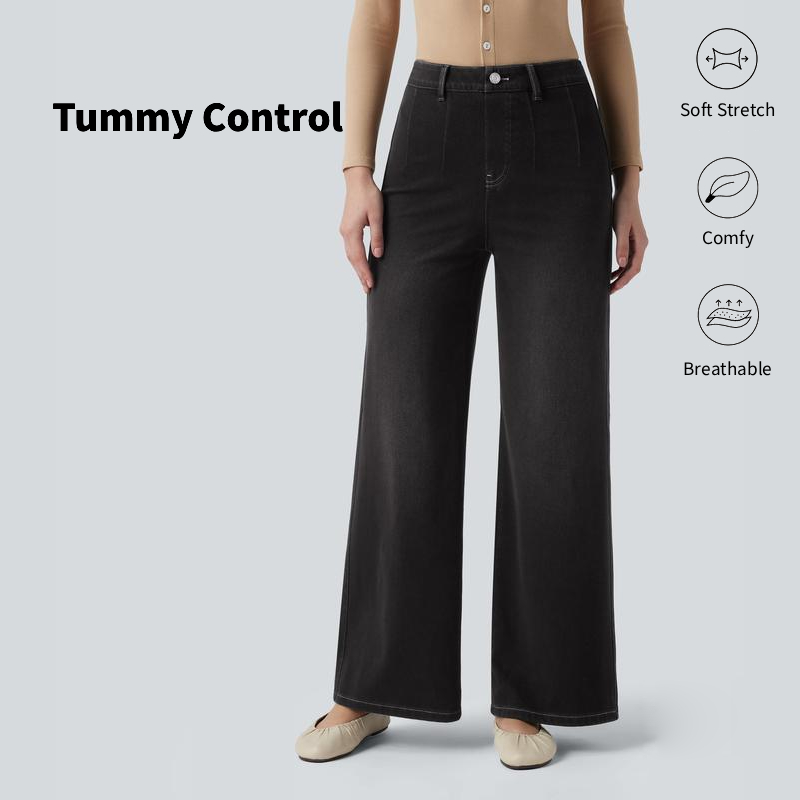High-waisted wide-leg jeans