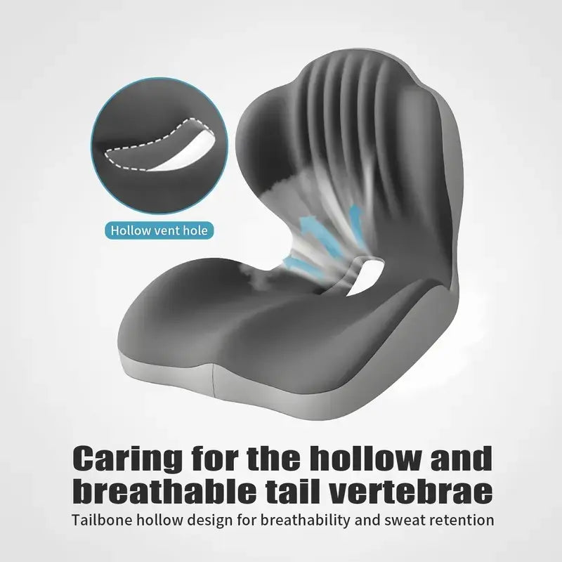 🔥Memory Foam Seat Cushion – Lumbar Support, Back Pain Relief, Pressure Reduction
