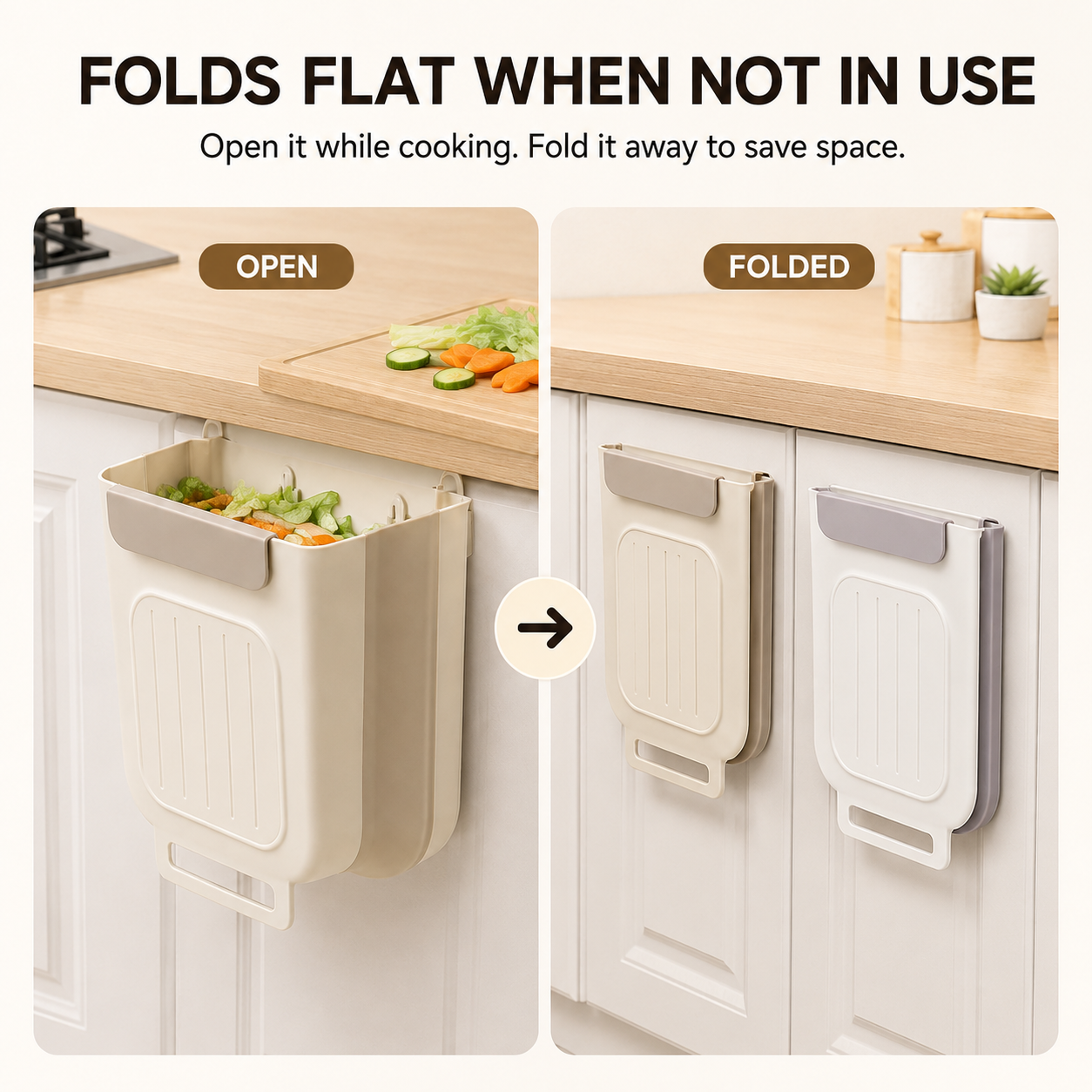 Foldable Hanging Trash Can for Cabinet Doors | 6L & 11L