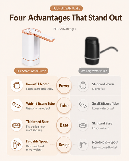 Foldable Smart Water Pump | 3-Mode Rechargeable Dispenser