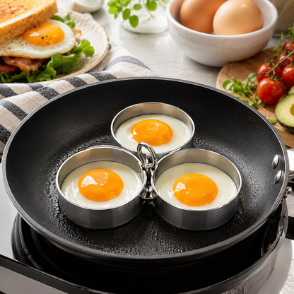 3-Cup Stainless Steel Egg Ring Set | Round & Heart Base