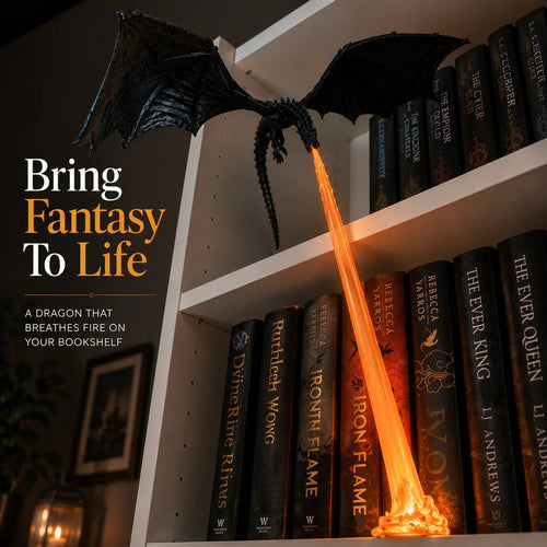 🐉Fire-Breathing Dragon Bookshelf Lamp | Fantasy Book Decor