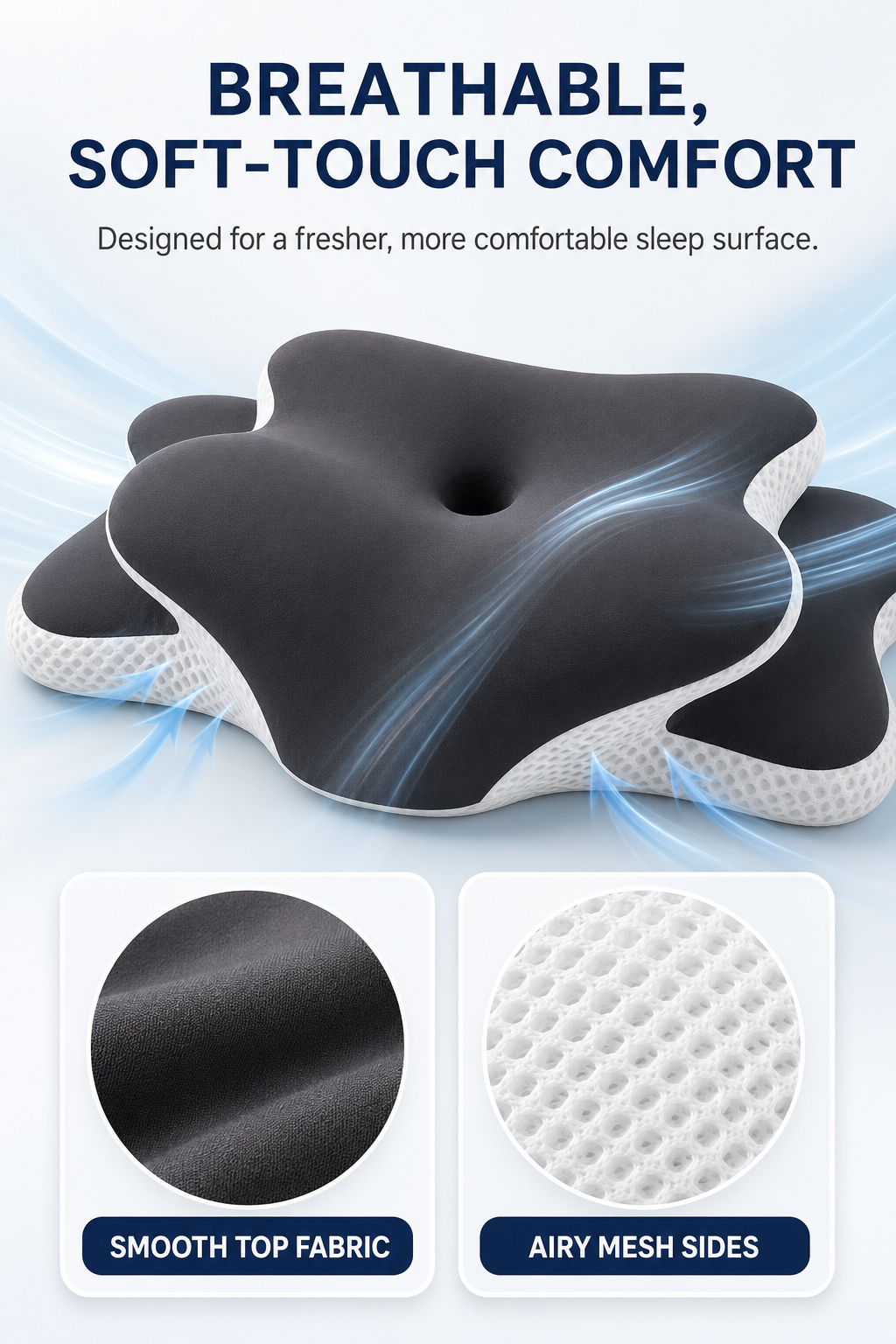 5-Zone Ergonomic Memory Foam Pillow | Contoured Support