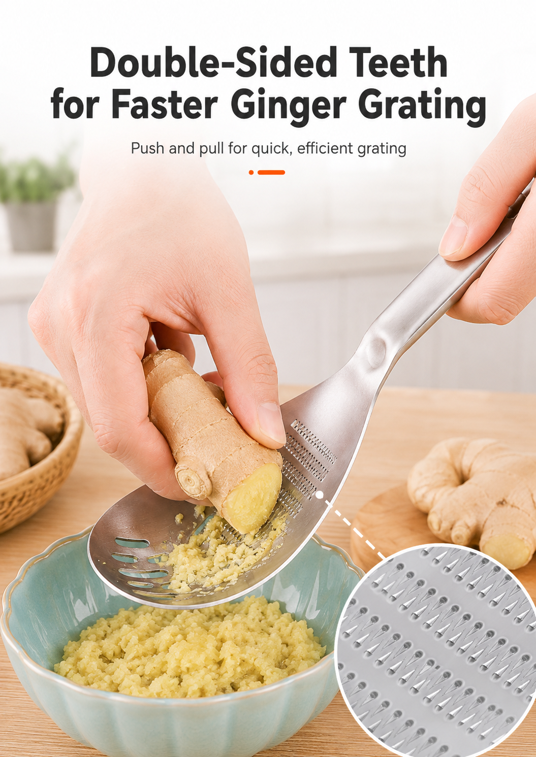 Multifunctional Garlic & Ginger Grater Spoon | Stainless Steel