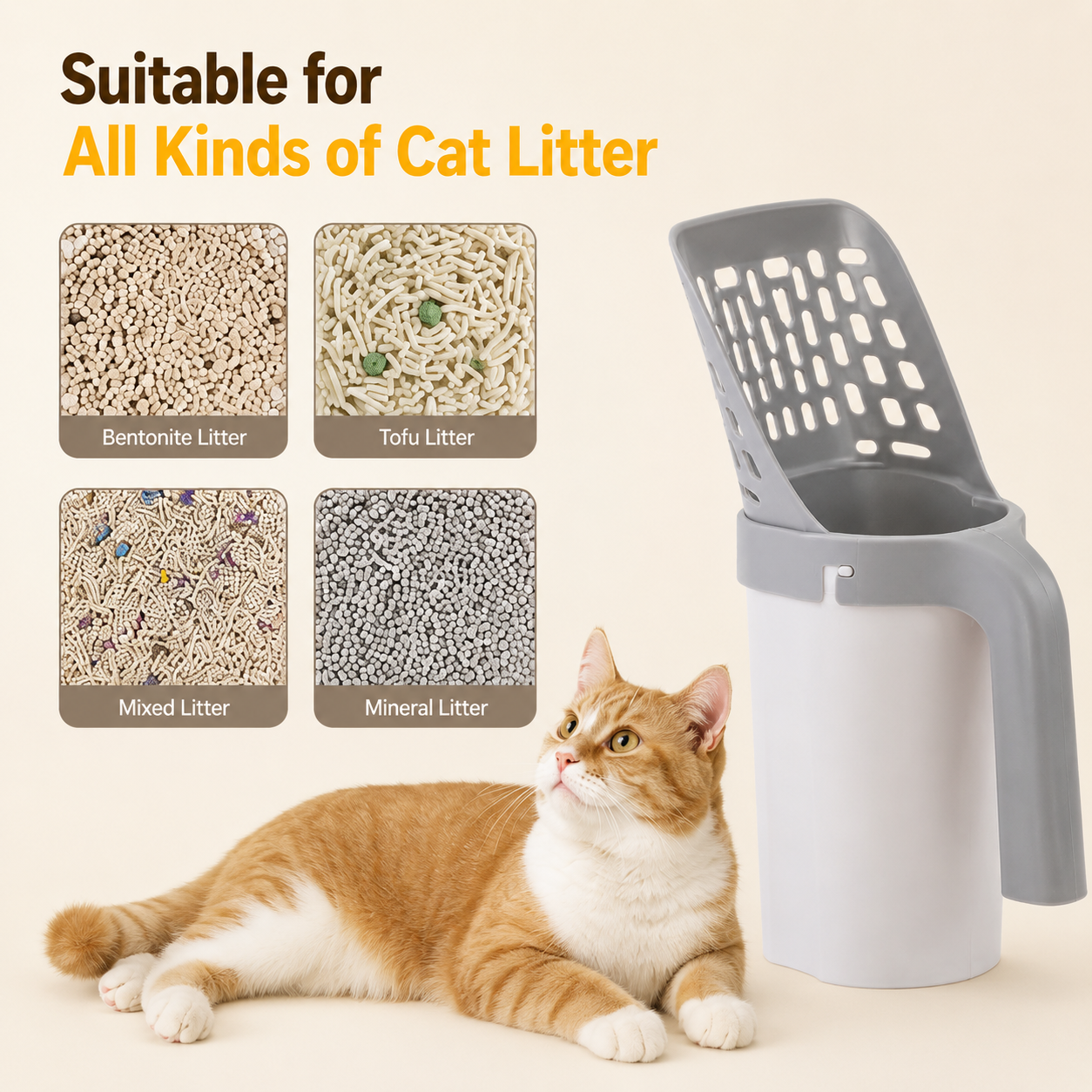 2-in-1 Cat Litter Scoop with Waste Bin