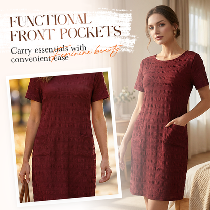 Women's Textured Knee-Length Crew-Neck Dress